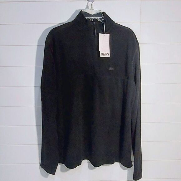 Rains Other - Rains Men's XL Addis Fleece Half Zip x GQ Black Lightweight Pullover NEW!
